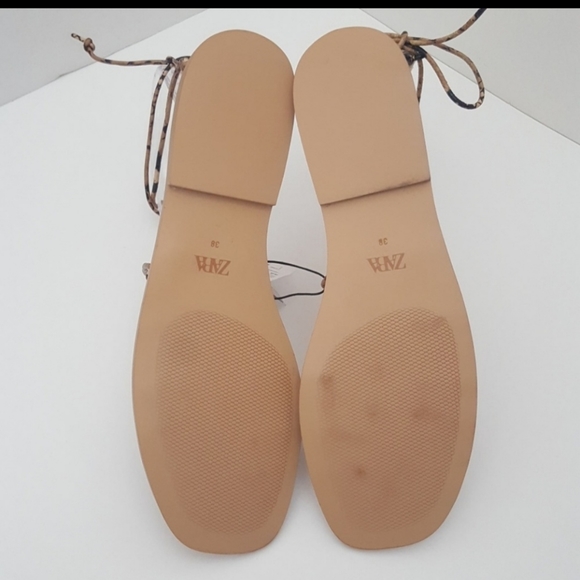 Zara snake print strappy gladiator flat sandals EU 38 US 7.5 - Picture 5 of 7